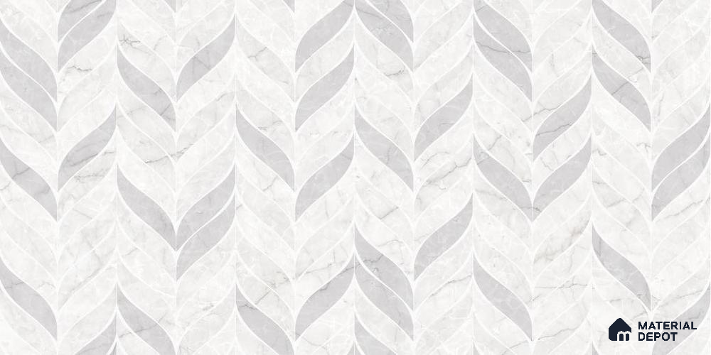 Patterned Wall Tile TL 12303 B Ather White Decor Endless 4 ft x 2 ft Glossy Carving Finish Vitrified Tile - 9 mm | 1 Random Design