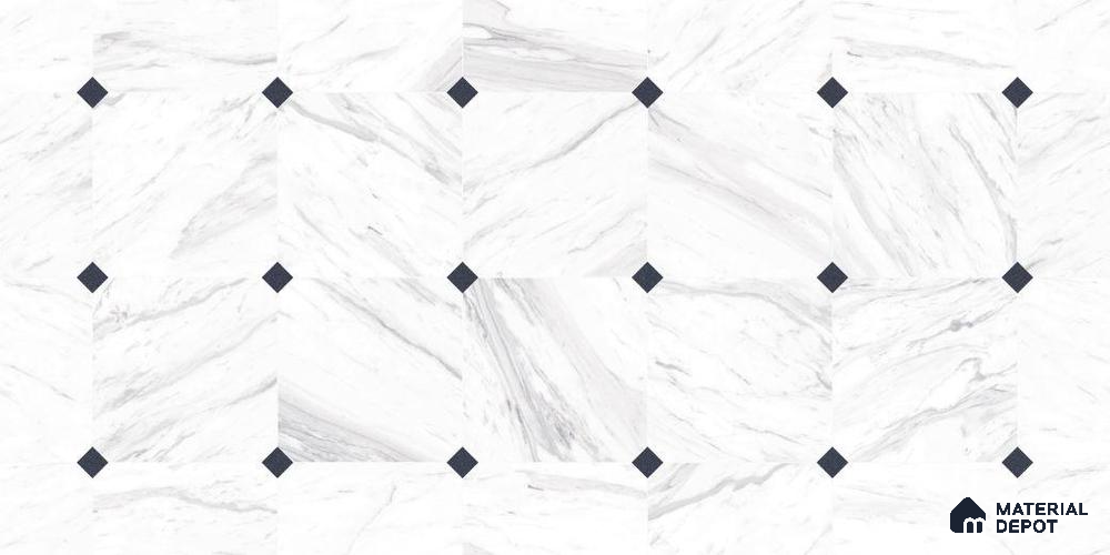 Patterned Floor & Wall Tile TL 12307 B Taj Marble WT Endless 4 ft x 2 ft Glossy Carving Finish Vitrified Tile - 9 mm | 3 Random Design