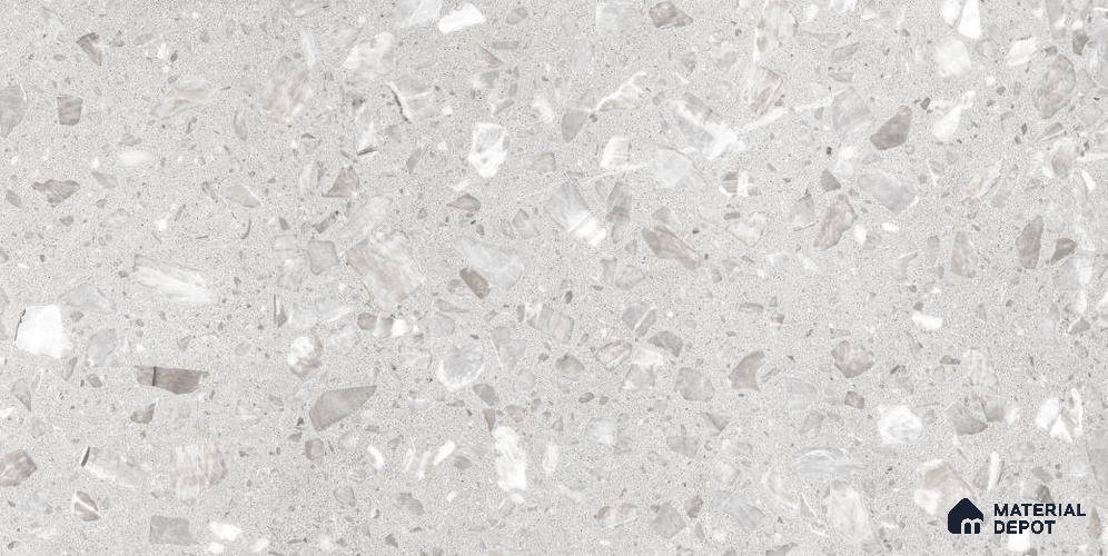 Terrazzo Floor Tile TL 12320 Terrazzo Salt Dark Grey 4 ft x 2 ft Timestone Finish Vitrified Tile - 9 mm | 4 Random Design