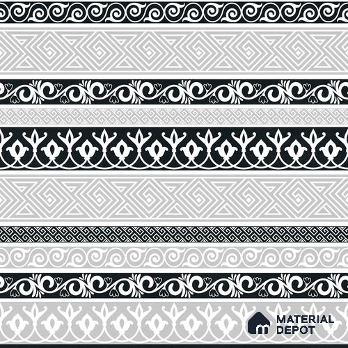 Moroccan Monochrome Wall & Floor Carpet Border Tile TL 11145 Aegean Border 1 ft x 1 ft Ceramic Matte Finish Tile - 10 mm | Suitable For Living Room, Kitchen, Dining Area