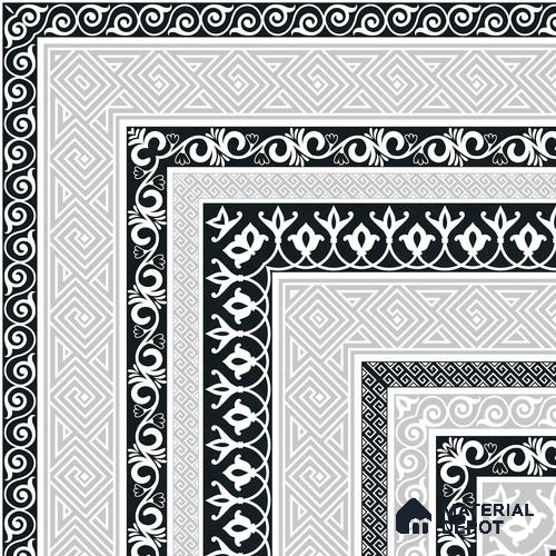Moroccan Monochrome Wall & Floor Carpet Corner Tile TL 11146 Athenian Border 1 ft x 1 ft Ceramic Matte Finish Tile - 10 mm | Suitable For Living Room, Kitchen, Dining Area