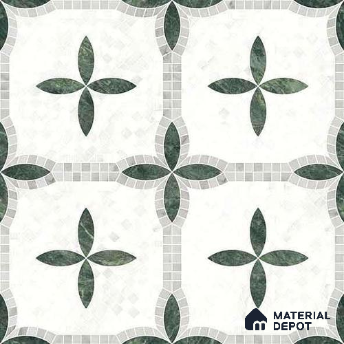 Moroccan Carving Wall & Floor Tile TL 11672 Emerald Courtyard 1 ft x 1 ft Ceramic Carving Matte Finish Tile - 10 mm | Suitable For Bathroom, Dining Area & Kitchen Backsplash