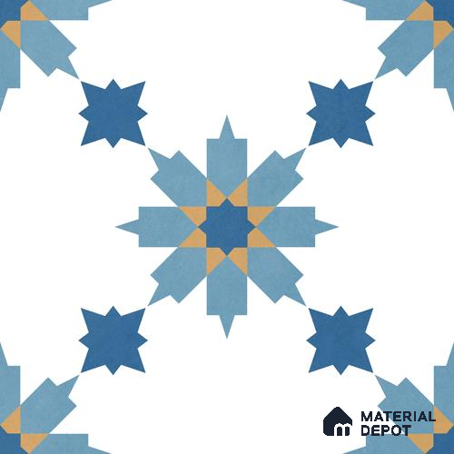 Moroccan Wall & Floor Tile TL 11122 Azure Star 1 ft x 1 ft Ceramic Matte Finish Tile - 10 mm | Suitable For Bathroom, Balcony & Kitchen Backsplash