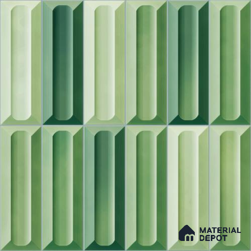Faux Subway Wall Tile TL 11294 Verdant Prism 1 ft x 1 ft Ceramic Glossy Finish Tile - 10 mm | Suitable For Bathroom, Balcony & Kitchen Backsplash