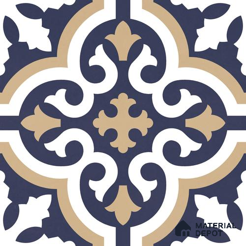 Moroccan Wall & Floor Tile TL 11104 Navy Baroque 1 ft x 1 ft Ceramic Matte Finish Tile - 10 mm | Suitable For Bathroom, Balcony & Kitchen Backsplash