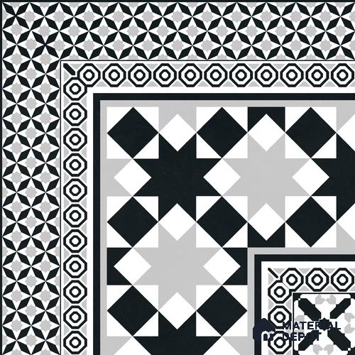 Moroccan Wall & Floor Carpet Corner Tile TL 11154 Monochrome Kasbah 1 ft x 1 ft Ceramic Matte Finish Tile - 10 mm | Suitable For Living Room, Kitchen, Dining Area