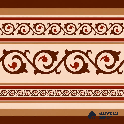 Moroccan Wall & Floor Carpet Border Tile TL 11177 Russet Filigree 1 ft x 1 ft Ceramic Matte Finish Tile - 10 mm | Suitable For Bathroom, Balcony & Kitchen Backsplash