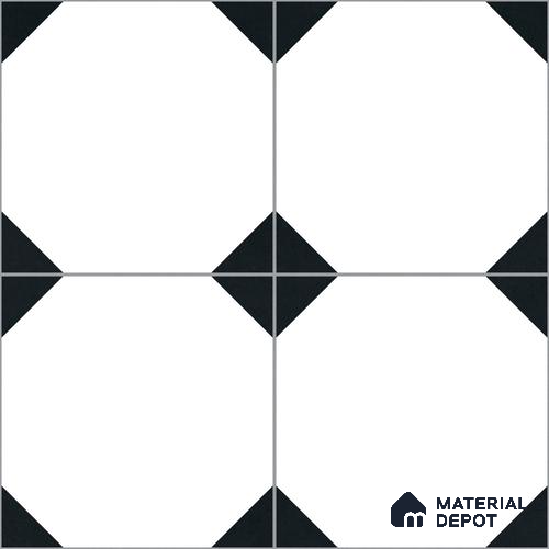 Moroccan Monochrome Wall & Floor Carpet Center Tile TL 11155 Octave Noir 1 ft x 1 ft Ceramic Matte Finish Tile - 10 mm | Suitable For Living Room, Kitchen, Dining Area
