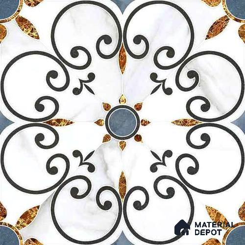 Moroccan Carving Wall & Floor Tile TL 11666 Baroque Fleur 1 ft x 1 ft Ceramic Carving Matte Finish Tile - 10 mm | Suitable For Bathroom, Dining Area & Kitchen Backsplash
