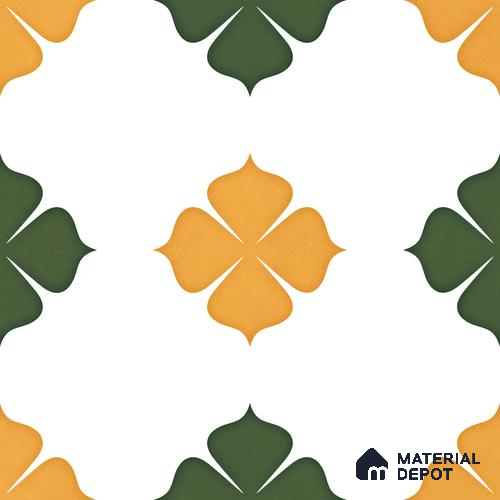 Moroccan Wall & Floor Tile TL 11127 Clover Marigold 1 ft x 1 ft Ceramic Matte Finish Tile - 10 mm | Suitable For Bathroom, Balcony & Kitchen Backsplash