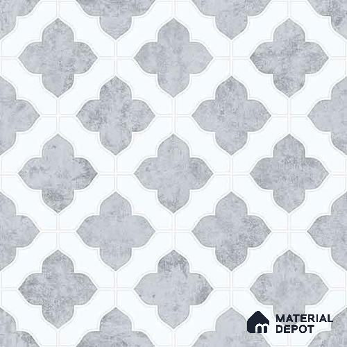 Moroccan Carving Wall & Floor Tile TL 11674 Silver Arabesque 1 ft x 1 ft Ceramic Carving Matte Finish Tile - 10 mm | Suitable For Bathroom, Dining Area & Kitchen Backsplash