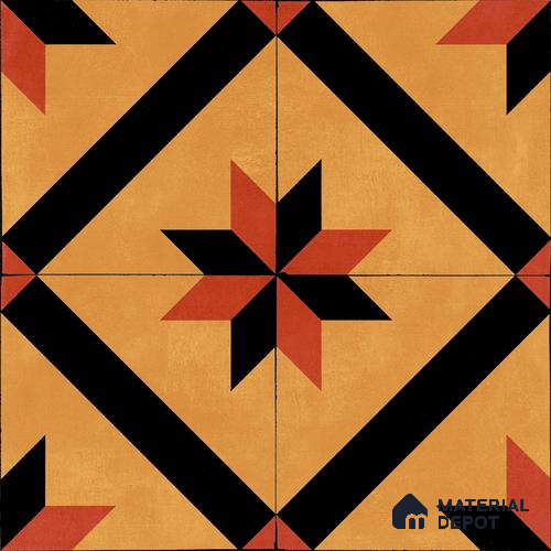 Moroccan Wall & Floor Tile TL 11184 Sienna Starburst 1 ft x 1 ft Ceramic Matte Finish Tile - 10 mm | Suitable For Bathroom, Balcony & Kitchen Backsplash