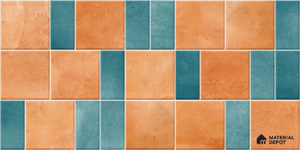 Faux Subway Wall Tile TL 11261 Terracotta Azure 2 ft x 1 ft Ceramic Granulla Finish Tile - 9 mm | Suitable For Bathroom, Balcony & Kitchen Backsplash