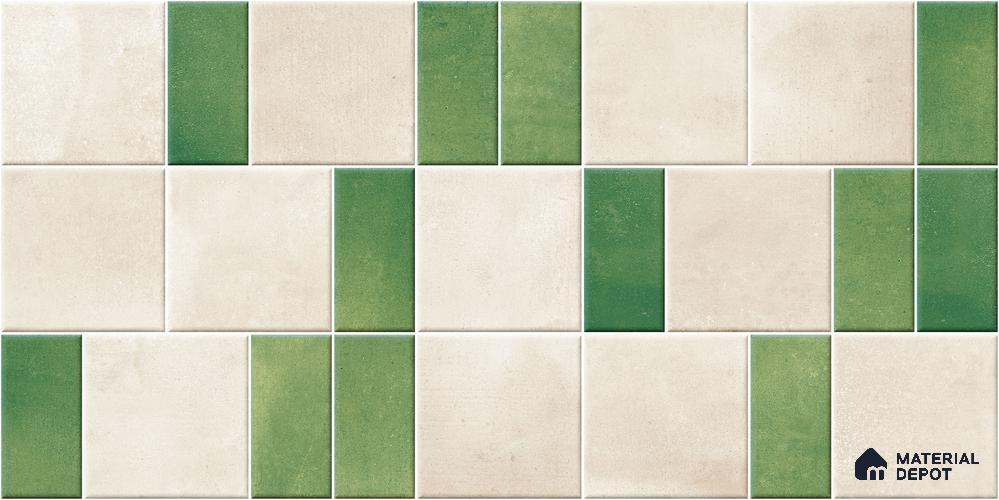 Faux Subway Wall Tile TL 11263 Verdant Block 2 ft x 1 ft Ceramic Granulla Finish Tile - 9 mm | Suitable For Bathroom, Balcony & Kitchen Backsplash