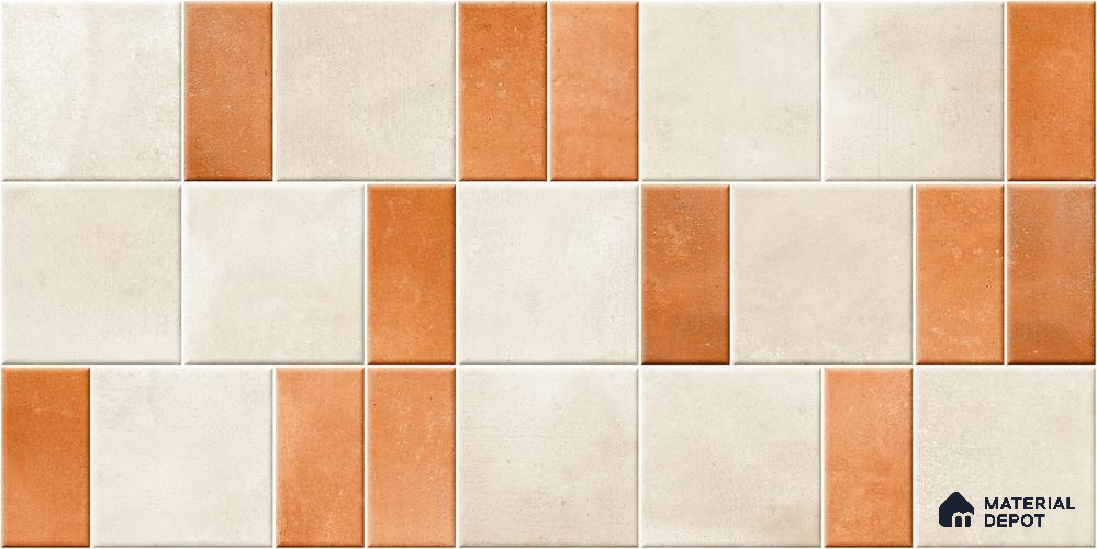Faux Subway Wall Tile TL 11260 Terracotta Block 2 ft x 1 ft Ceramic Granulla Finish Tile - 9 mm | Suitable For Bathroom, Balcony & Kitchen Backsplash