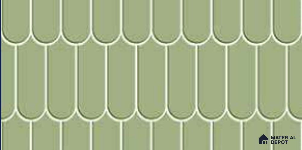Faux Subway Wall Tile TL 11281 Sage Scallop 2 ft x 1 ft Ceramic Glossy Finish Tile - 9 mm | Suitable For Bathroom, Balcony & Kitchen Backsplash