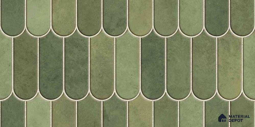 Faux Subway Wall Tile TL 11682 H Verdant Fan 2 ft x 1 ft Ceramic Glossy Finish Tile - 9 mm | Suitable For Bathroom, Balcony & Kitchen Backsplash