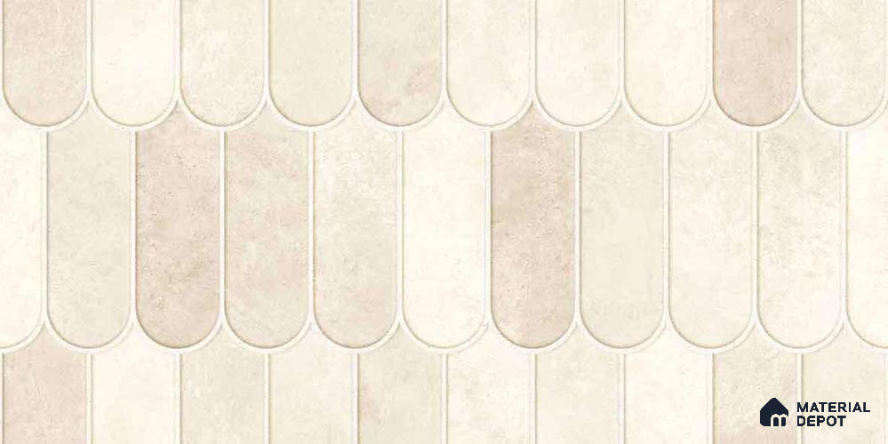 Faux Subway Wall Tile TL 11682 B Ivory Cascade 2 ft x 1 ft Ceramic Glossy Finish Tile - 9 mm | Suitable For Bathroom, Balcony & Kitchen Backsplash