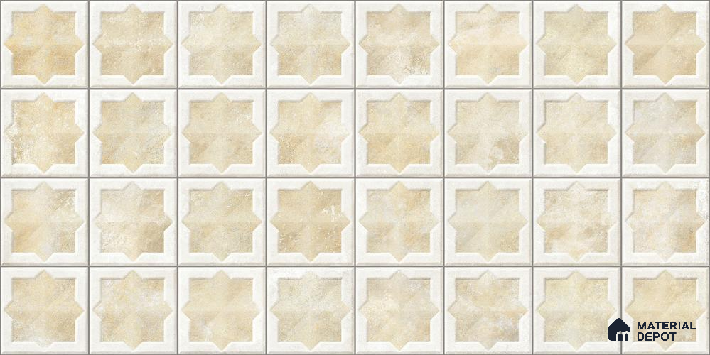 Patterned Wall Tile TL 11267 Sandstone Star 2 ft x 1 ft Ceramic Granulla Finish Tile - 9 mm | Suitable For Bathroom, Balcony & Kitchen Backsplash
