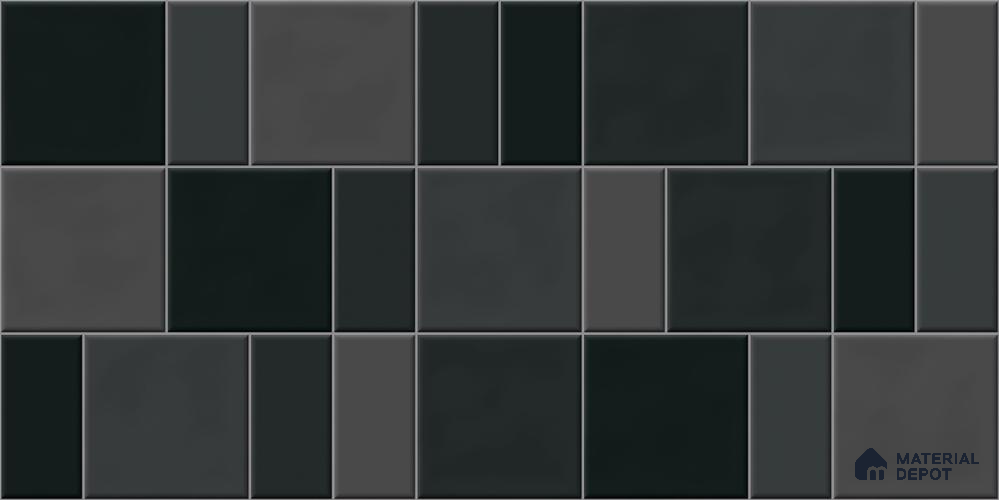 Faux Subway Wall Tile TL 11239 Graphite Matrix 2 ft x 1 ft Ceramic Glossy Finish Tile - 9 mm | Suitable For Bathroom, Balcony & Kitchen Backsplash