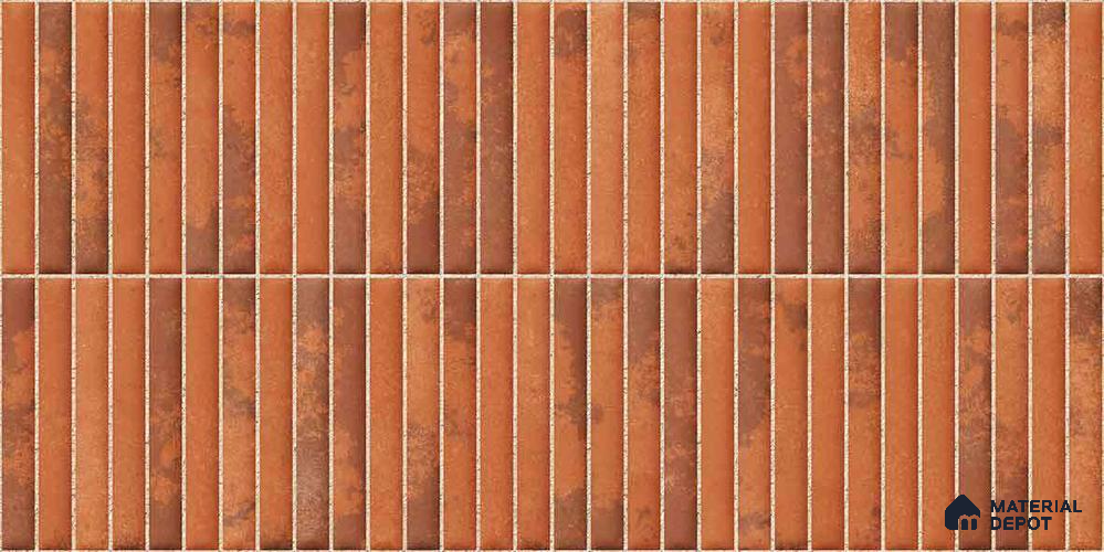 Faux Kitkat Subway Wall Tile TL 11684 G Rustic Ember 2 ft x 1 ft Ceramic Glossy Finish Tile - 9 mm | Suitable For Bathroom, Balcony & Kitchen Backsplash