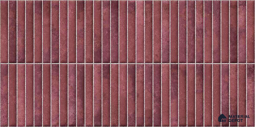 Faux Kitkat Subway Wall Tile TL 11684 D Plum Linear 2 ft x 1 ft Ceramic Glossy Finish Tile - 9 mm | Suitable For Bathroom, Balcony & Kitchen Backsplash
