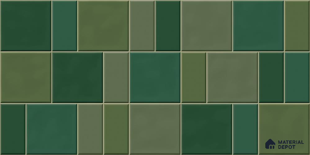 Faux Subway Wall Tile TL 11235 Verdant Mosaic 2 ft x 1 ft Ceramic Glossy Finish Tile - 9 mm | Suitable For Bathroom, Balcony & Kitchen Backsplash
