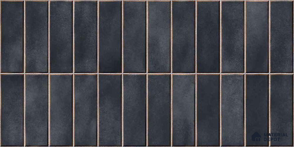 Faux Subway Wall Tile TL 11681 B Graphite Ridge 2 ft x 1 ft Ceramic Glossy Finish Tile - 9 mm | Suitable For Bathroom, Balcony & Kitchen Backsplash