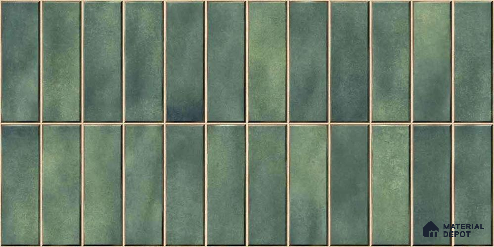 Faux Subway Wall Tile TL 11681 D Moss Kitkat 2 ft x 1 ft Ceramic Glossy Finish Tile - 9 mm | Suitable For Bathroom, Balcony & Kitchen Backsplash