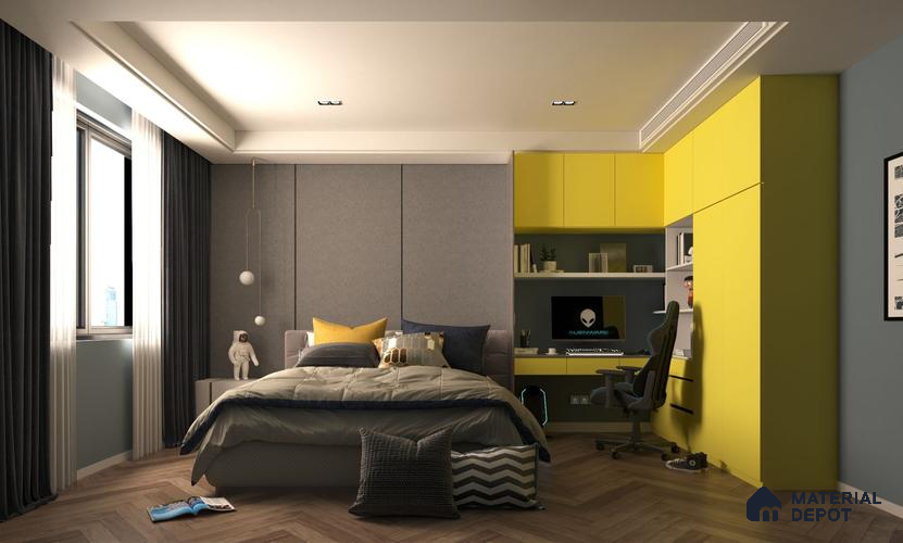 Yellow Textured Solid Look CF 213 Chiffon 8 ft x 4 ft Texture Finish Decorative Laminate - 1 mm | Suitable for TV Unit, Wardrobe, Kitchen Cabinets