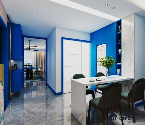 Blue Solid Colors Look CF 216 Electric Blue Chiffon 8 ft x 4 ft Matte Finish Decorative Laminate - 1 mm | Suitable for Living Room, Kitchen, Office