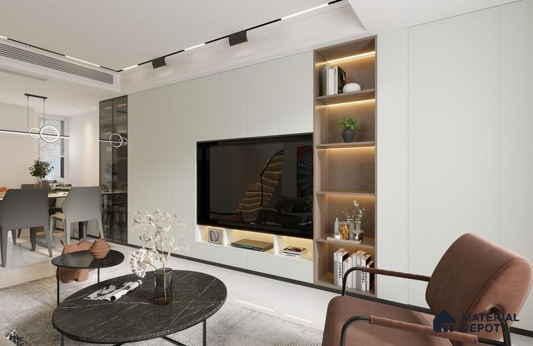 Cream Solid Colors Look CF 83 8 ft x 4 ft Texture Finish Liner Laminate - 0.75 mm | Suitable for Wardrobe, Kitchen Cabinets