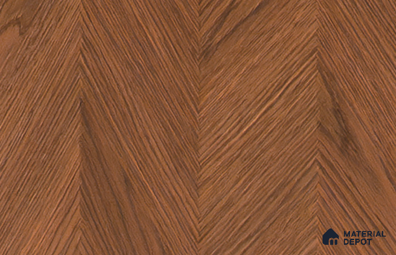 Brown Patterned Wood Look LM 11287 Cheveron Oak 8 ft x 4 ft Texture Finish Decorative Laminate - 1 mm | Suitable for TV Unit, Wardrobe, Kitchen Cabinets