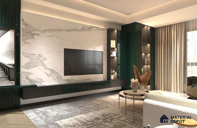 Green Solid Colors Look Crystal 1175 8 ft x 4 ft High Gloss Finish Decorative Laminate - 1.25 mm  | Suitable for Living Room, Kitchen, Office