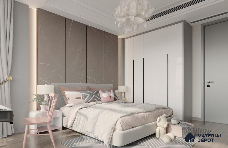 Grey Marble Look Matty Crystal Z+ 1277 8 ft x 4 ft Matte Finish Decorative Laminate - 1.25 mm | Suitable for TV Unit, Wardrobe, Kitchen Cabinets