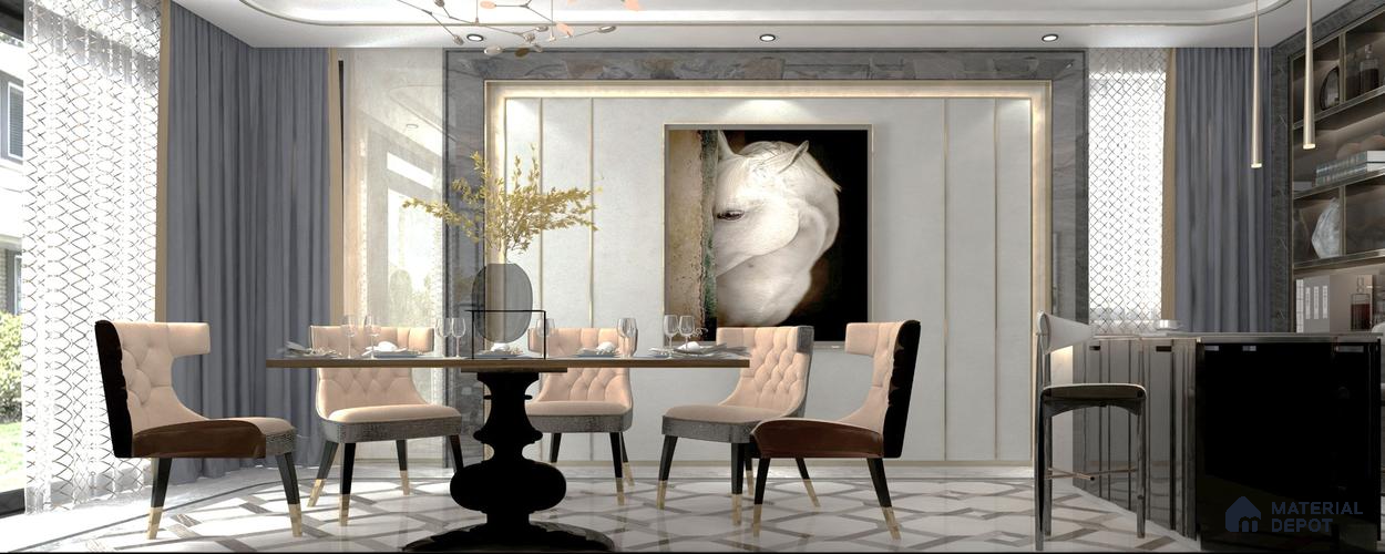 White Marble Look OR 1520 8 ft x 4 ft Texture Finish Decorative Laminate - 1.25 mm | Suitable for TV Unit, Wardrobe, Kitchen Cabinets