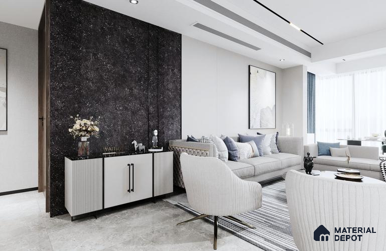 Black Marble Look SM 552 8 ft x 4 ft Texture Finish Decorative Laminate - 1 mm | Suitable for TV Unit, Wardrobe, Kitchen Cabinets