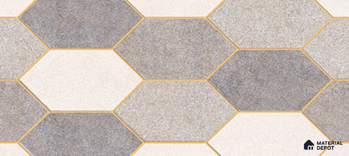 Hexagonal Look Wall Tile TL 11365 B 228 Dark 2 ft x 1 ft Glossy Finish Ceramic Tile - 9 mm