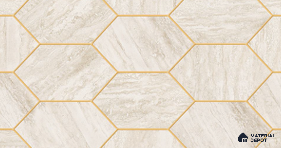 Hexagonal Look Wall Tile TL 11368 231 Light 2 ft x 1 ft Glossy Finish Ceramic Tile - 9 mm
