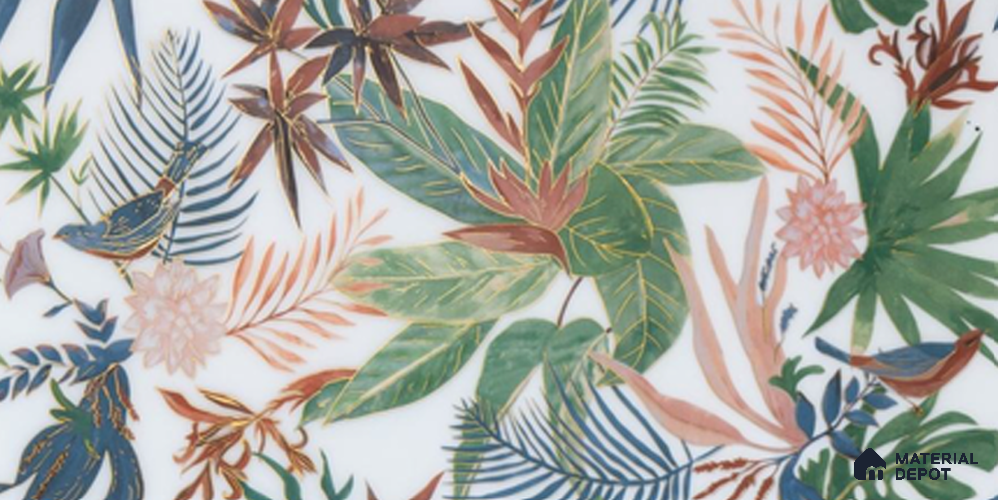 Tropical Look Wall Tile TL 11387 5016 2 ft x 1 ft Glossy Finish Porcelain Tile - 9 mm | Please Expect a Slight Variation of Pattern