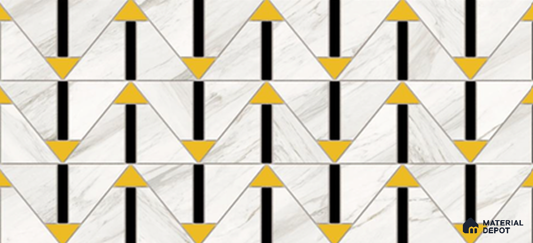 Highlighter Look Wall Tile TL 11388 5021 - Black & Gold 2 ft x 1 ft Glossy Finish Porcelain Tile - 9 mm