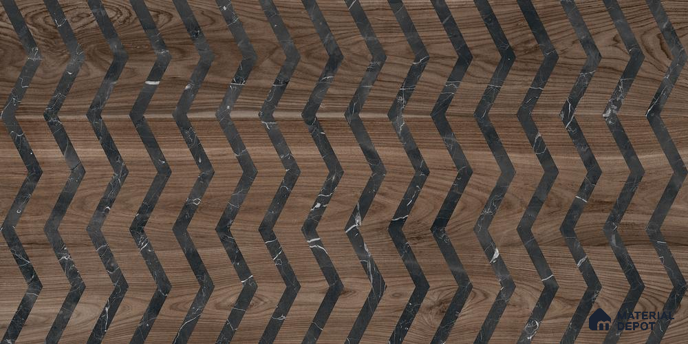 Brown Wood Floor Tile TL 06872 1200x195 mm Vitrified Carving Matte Finish - 9 mm | 6 Random Design | Suitable for Living Room, Bedroom, Bathroom | 2-3 mm Spacer is Mandatory