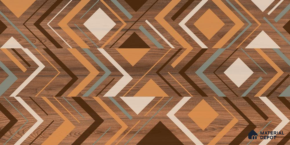 Brown Wood Floor Tile TL 07006 1200x195 mm Vitrified Carving Matte Finish - 9 mm | 3 Random Design | Suitable for Living Room, Bedroom, Bathroom | 2-3 mm Spacer is Mandatory