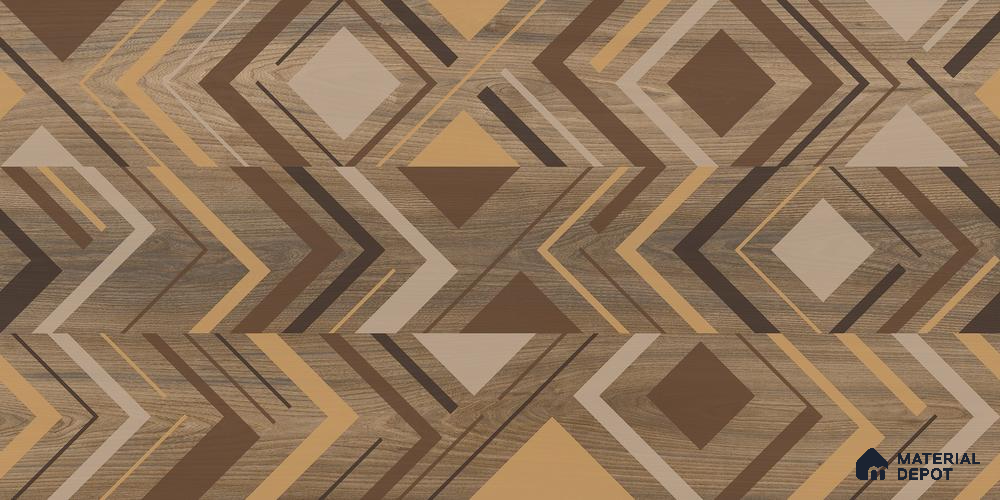 Brown Wood Floor Tile TL 06896 1200x195 mm Vitrified Carving Matte Finish - 9 mm | 3 Random Design | Suitable for Living Room, Bedroom, Bathroom | 2-3 mm Spacer is Mandatory