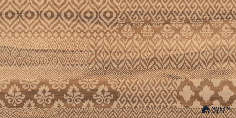 Brown Wood Floor Tile TL 06928 1200x195 mm Vitrified Carving Matte Finish - 9 mm | 6 Random Design | Suitable for Living Room, Bedroom, Bathroom | 2-3 mm Spacer is Mandatory