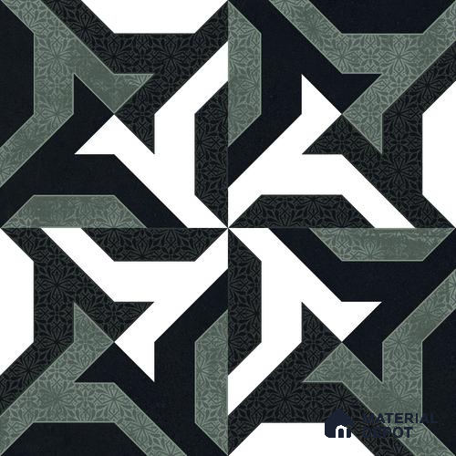 Black Moroccan Wall & Floor Tile TL 06930 2 ft x 2 ft Vitrified Carving Matte Finish - 9 mm | Suitable for Living Room, Bedroom, Bathroom | Please Expect a Slight Variation of Pattern