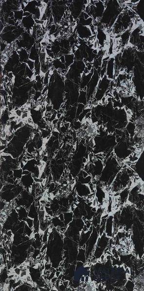 3895 SI Black Marble 8 ft x 4 ft Texture Finish Decorative Laminate - 1 mm | Suitable for TV Unit, Wardrobe, Kitchen Cabinets | Matching Edgeband Code - (Rehau - 753P) | (E3 - 2526 MT)