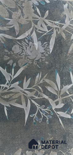 Cement Wall Tile TL 06795 Midnight Bloom 2 ft x 1 ft Grey Ceramic Glossy Finish Tile - 9 mm | Ideal for Living Room, Bathroom, Kitchen