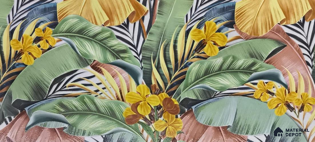 Tropical Wall Tile TL 06800 B Jungle Light B 2 ft x 1 ft Multi Colour Ceramic Matte Finish Pattern 2 Tile - 9 mm | Ideal for Living Room, Bathroom, Kitchen | Please Expect a Slight Variation of Pattern