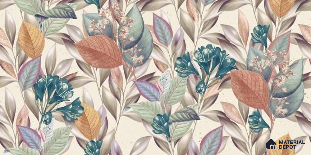 Floral Wall Tile TL 06784 Classic Farnese Motif 2 ft x 1 ft Black Ceramic Matte Finish Tile - 9 mm | Ideal for Living Room, Bathroom, Kitchen | Please Expect a Slight Variation of Pattern